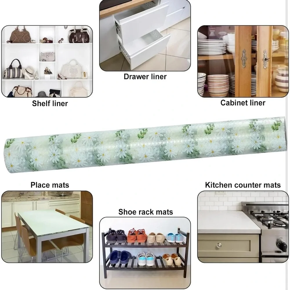 New in package Floral Clear Shelf Liner